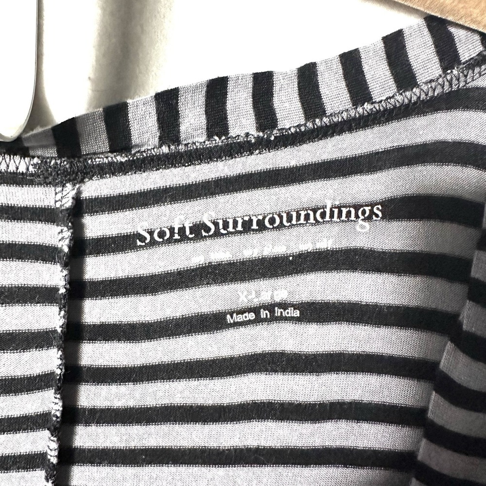 Soft Surroundings‎ XL Stripe Embroidered Floral Tunic Top Sharkbite Lagenlook - Picture 3 of 12
